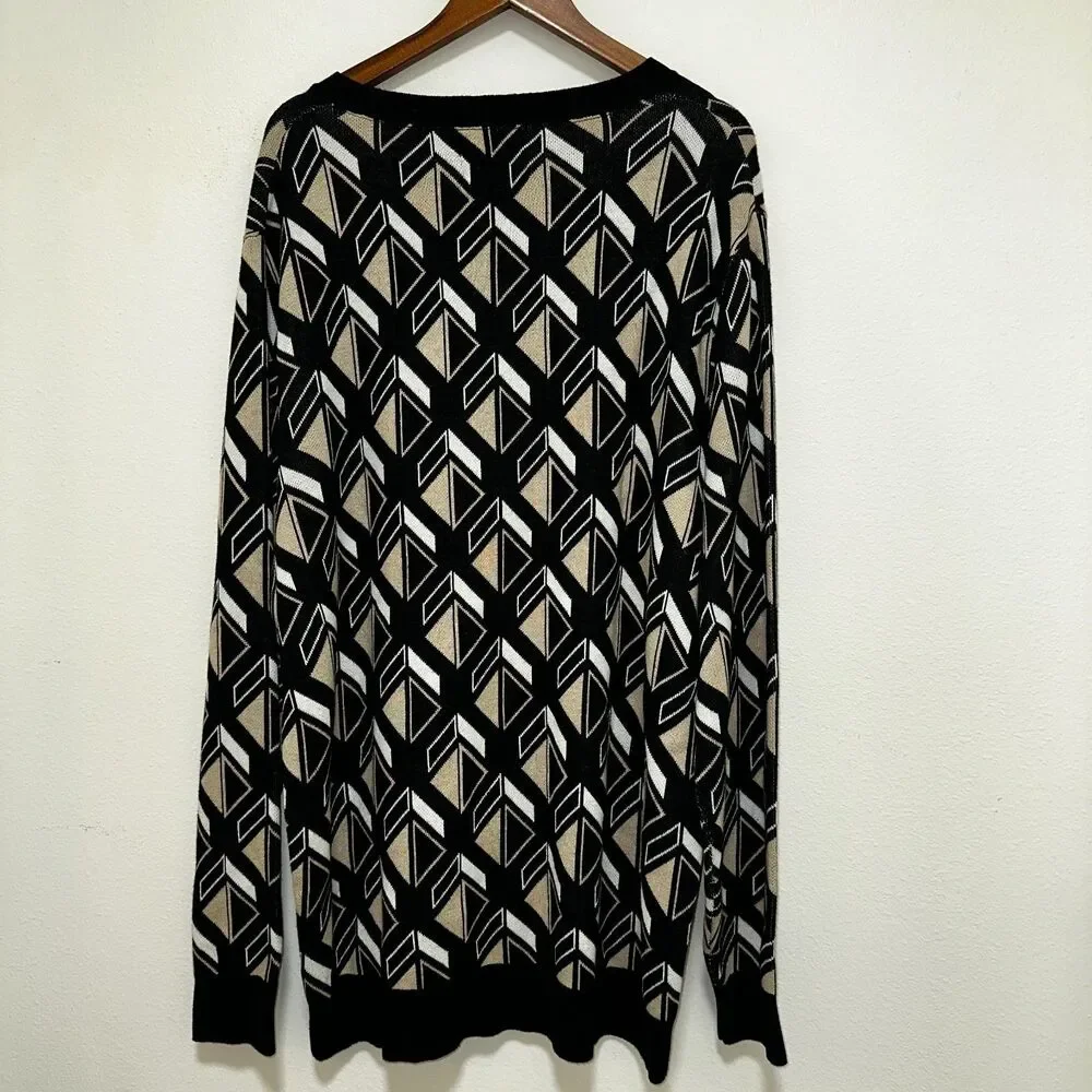 Shaquille O'neal XLG Mens Geo Pattern Crew Neck Long Sleeve Sweater 2XLT $80 NWT